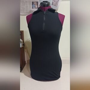 . Wild Fable Black Ribbed Zip Tank Mini Dress XS